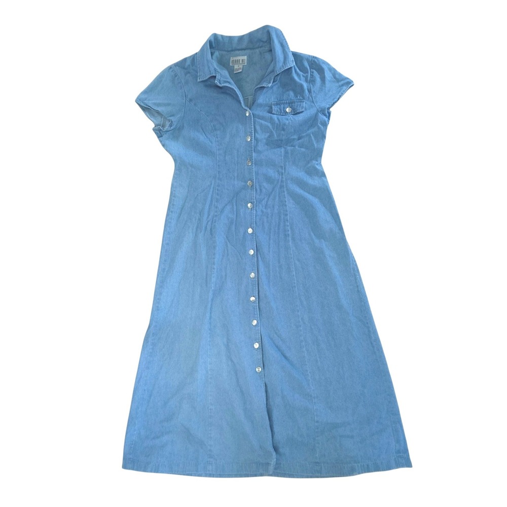 Vintage Robbie Bee Cottagecore Denim Midi Dress 16 Cotton 90s Butter Mom Boho